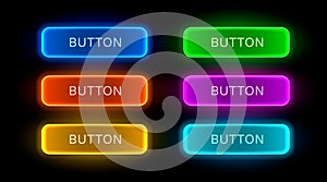 Light button, frame label, event web bar, buttons with color. Vector illustration