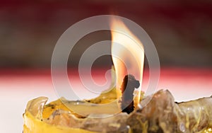 Light from the candle macro shot.