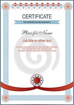 Light certificate. Official blank. Blue lace frame