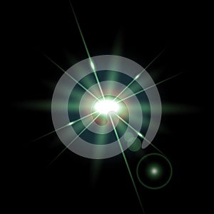 Light circle with glare, green color