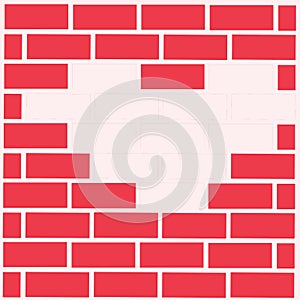 Light colored brick wall pattern and heart-shaped white space.
