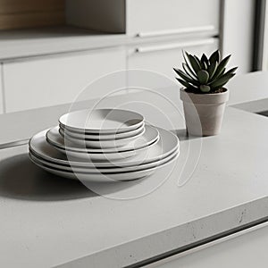 Light colored complementing the clean lines and neutral tones of the