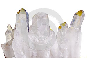 Light colored natural mountain crystals on white