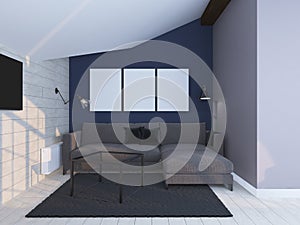 Light coloured modern interior. 3d render