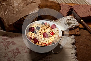 Light on crunchy cereals breakfast