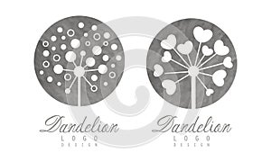 Light Dandelion Fluffy Flower Head as Logo Design Vector Set