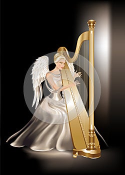 Angel playing harp