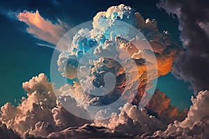 Light in the Dark and Dramatic Storm Clouds. Dramatic sky at the sunset.