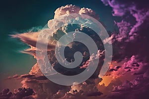 Light in the Dark and Dramatic Storm Clouds. Dramatic sky at the sunset.