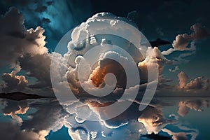 Light in the Dark and Dramatic Storm Clouds. Dramatic sky at the sunset.