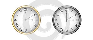 light and dark wall office clocks icon set. Mac-up for branding and advertising isolated