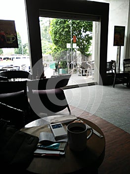 Light and Darkness Meet Inside a Coffee Shop in Tagbilaran City in Bohol Island, Philippines