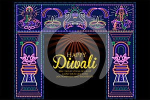 Light decoration on Happy Diwali Holiday background for light festival of India