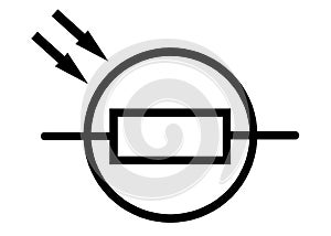 The Light Dependent Resistor LDR Photoresistor electrical symbol white backdrop photo