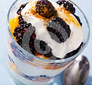 Light dessert with white yogurt