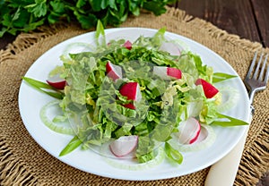 Light diet Spring salad of Chinese cabbage and radish.