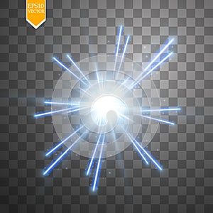 Light digital star on the transparent background