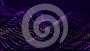 Light dots background. Colored music wave. Digital technology backgroup. Big data code. 3D rendering