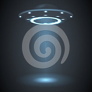 Light effect circle glow ufo rays energy screen vector illustration