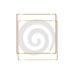 Light effect for wedding invitation card. Golden frame in vintage style on white background. Line art  elegant border for