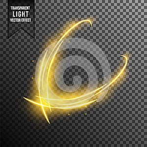 Light effects, waves. Golden, glittering magic gold particles isolated on transparent background. Sparkling light trails.
