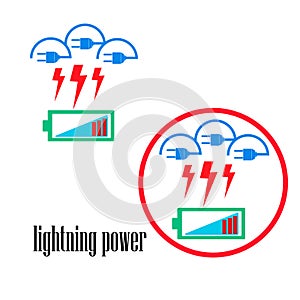 Light, electric, logo design elements. The concept of the symbol of energy and electric thunder. Lightning from clouds and