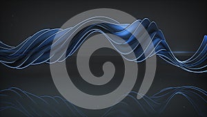 Light emitting blue twisted spiral shape 3D render illustration