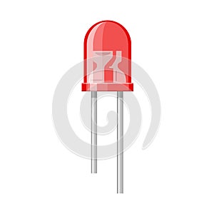 Light emitting diode icon isolated on white background. Red illuminated elements, semiconductor device. LED light bulb