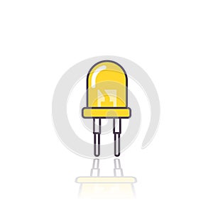 Light emitting diode icon with outline on white