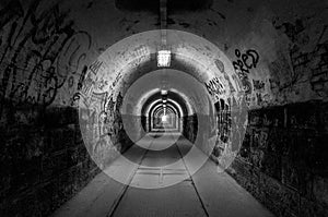 Light at the end of tunnel black and white