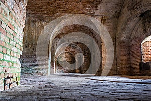 Light entering the brick passages inside Fort Pickens