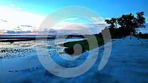 Light of the evening sky reflection sheet of water was beautiful