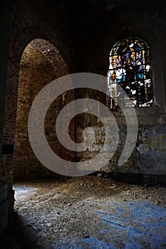 Light falls in a abandoned church