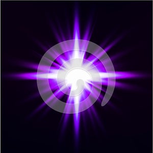 Light flare purple effect. Vector