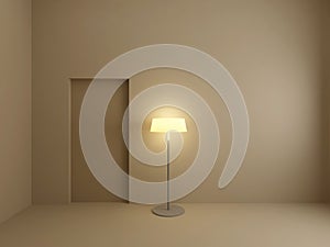 Light of floorlamp in empty room.