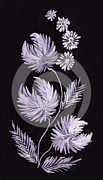 Light floral ornament on a dark background