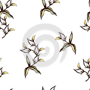 Light floral pattern for fabric, tile, paper. Vector hand-drawn illustration on a white background. Seamless ornament