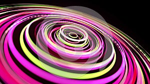 Light flow bg in 4k. Abstract looped background with light trails, stream of green red yellow neon lines in space move