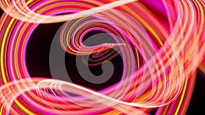 Light flow bg in 4k. Abstract looped background with light trails, stream of green red yellow neon lines in space move