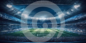 light football sport soccer world game stadium arena green goal. Generative AI.