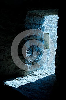 Light in fortress doorway