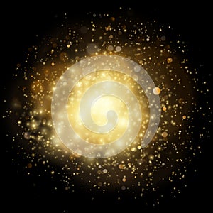 Light gleaming effect. Soft realistic fireworks with glitter splatter elements. Shining circles bokeh particles outburst