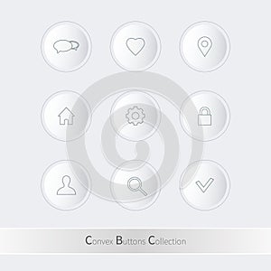 Light Glossy Buttons on White Background.