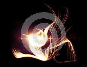 Light glow abstract effect black background. 3d illustration, 3d rendering