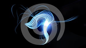 Light glow abstract effect black background. 3d illustration, 3d rendering