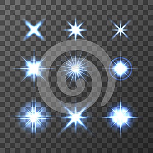 Light Glow Flare Stars Effect Set vector stock illustration
