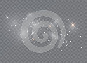 Light glow effect stars. Vector sparkles on transparent background.