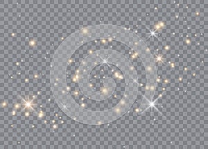 Light glow effect stars. Vector sparkles on transparent background. Christmas abstract pattern.