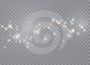 Light glow effect stars. Vector sparkles on transparent background. Christmas abstract pattern.