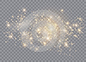 Light glow effect stars. Vector sparkles on transparent background. Christmas abstract pattern.